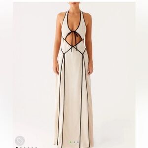 Peppermayo Cream and Black Halter Backless Dress